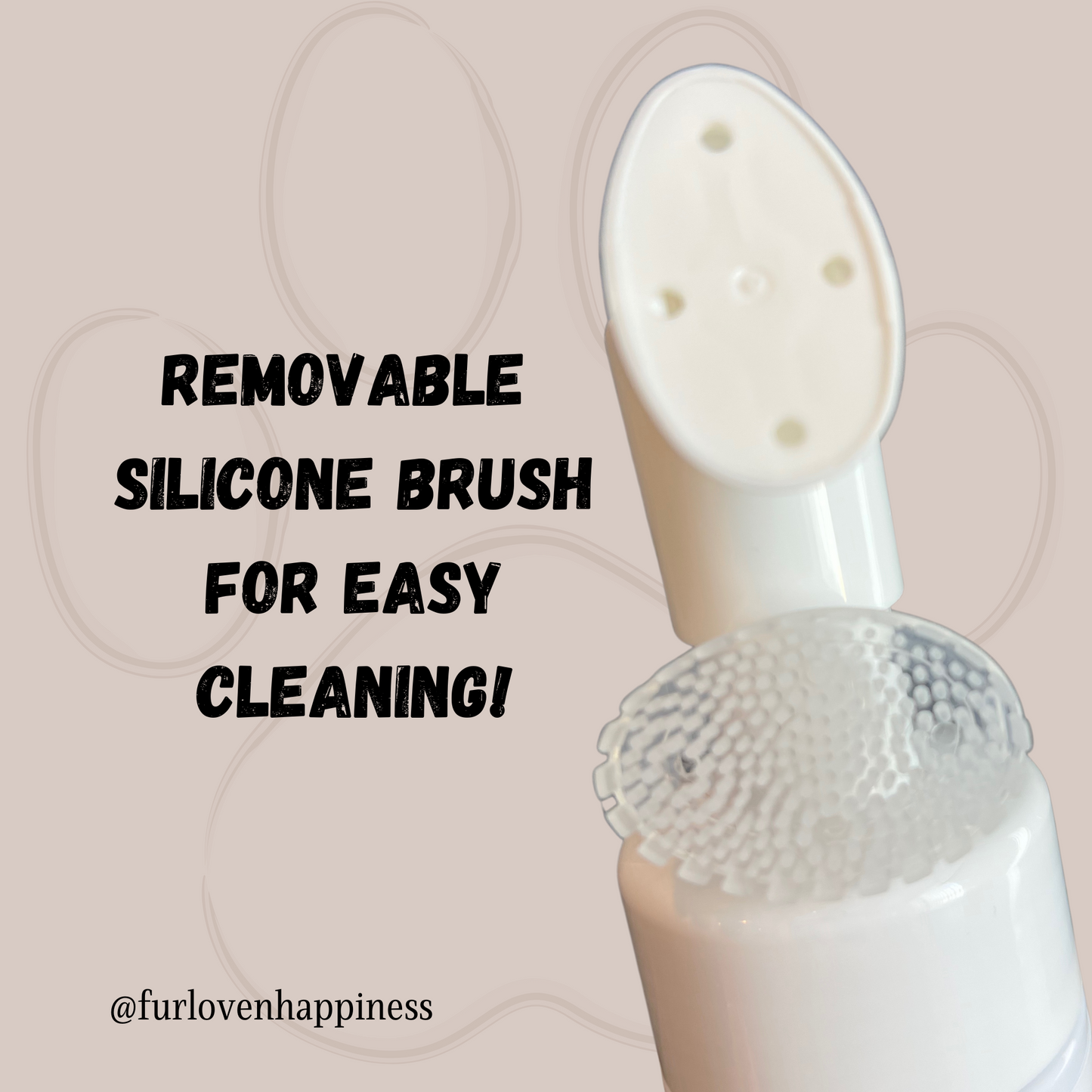 Removable silicone brush for easy cleaning