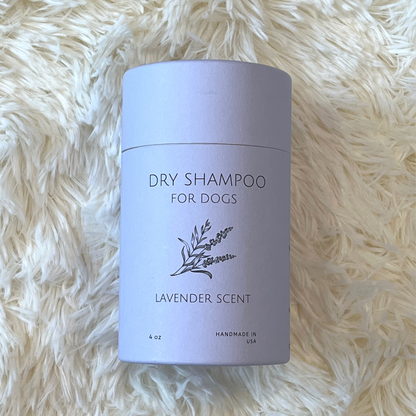 Purple dry shampoo powder container, lavender scent