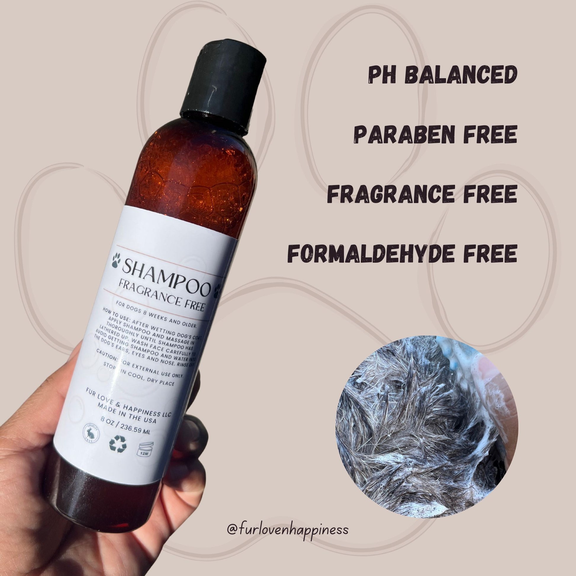 Fragrance free dog shampoo bottle for dogs ph balanced paragon free formadelhyde free